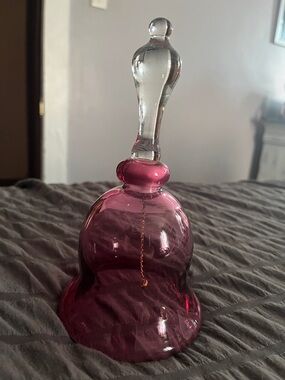 Vintage Pink Glass Bell with Clear Handle